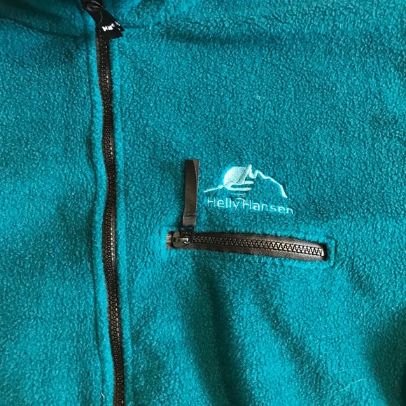 Vintage HELLY HANSEN Teal ZIP Fleece Jacket Large - Picture 2 of 3